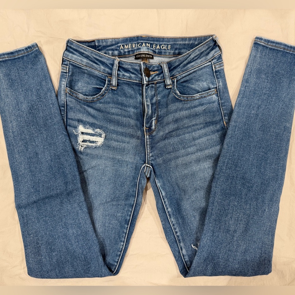 American Eagle Women's Distressed Skinny Jeans Size 4 Long